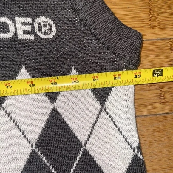 Racer Worldwide Knit Grey/White Argyle Sleeveless Sweater Mens Size Medium - Picture 5 of 6